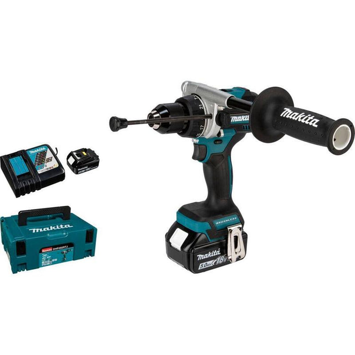 Makita Taladro De Impacto Inalámbrico Dhp492rtj, 18volt (Azul/Negro, 2x Li-Ionen-Akku 5,0ah, Makpac Gr.2) Dhp492rtj