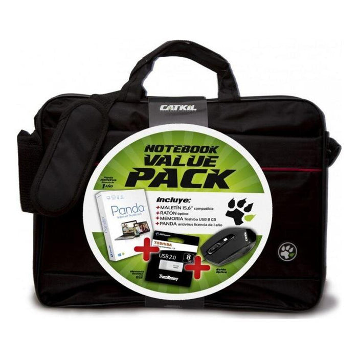 Maletin Catkil 15,6"+Raton Usb+Usb 8gb+Panda