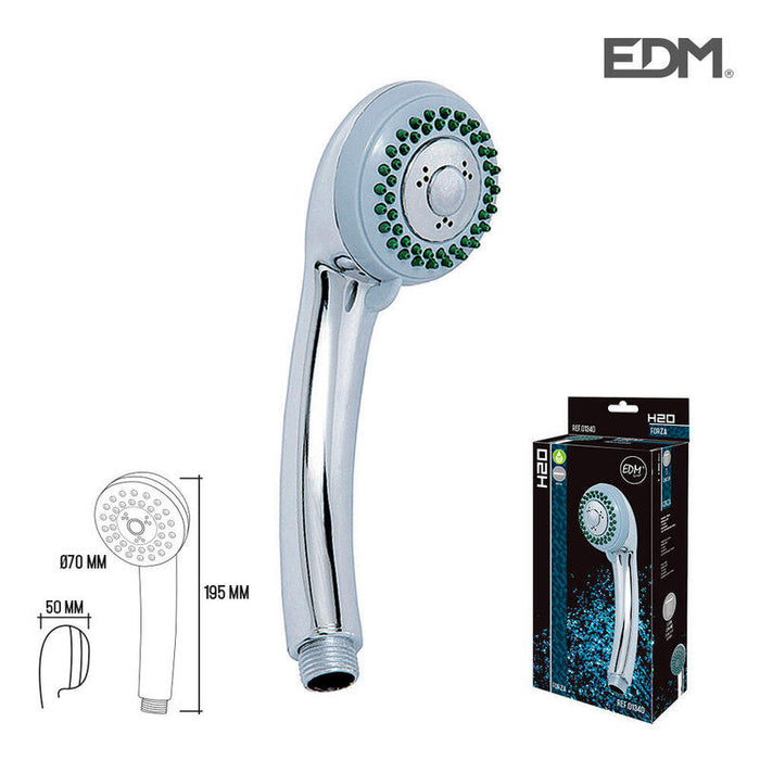 Mango De Ducha Anticalcareo. Clasico. 3 Funciones. Color Cromo. Edm