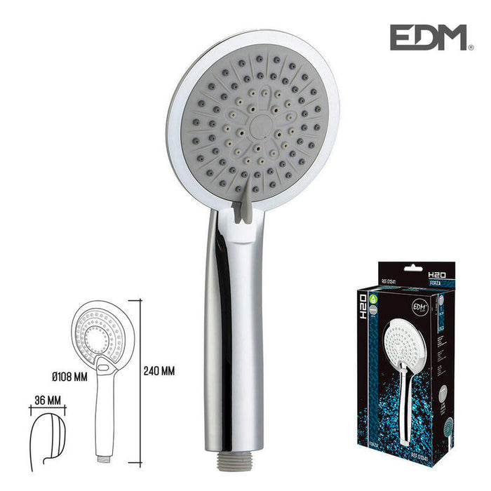 Mango De Ducha Anticalcareo. Moderno. 3 Funciones. Color Cromo. Edm