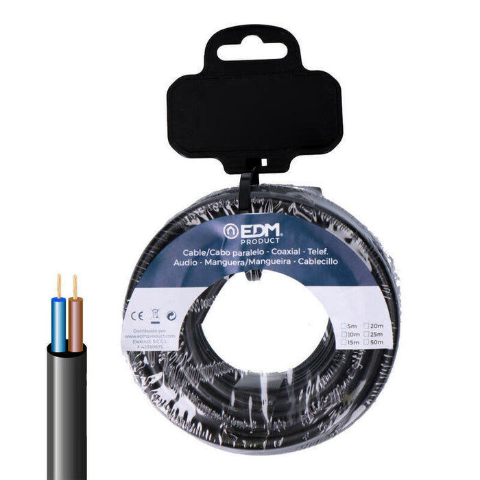 Manguera Tubular H05vv-F 2x0,75mm² Negra 10m.