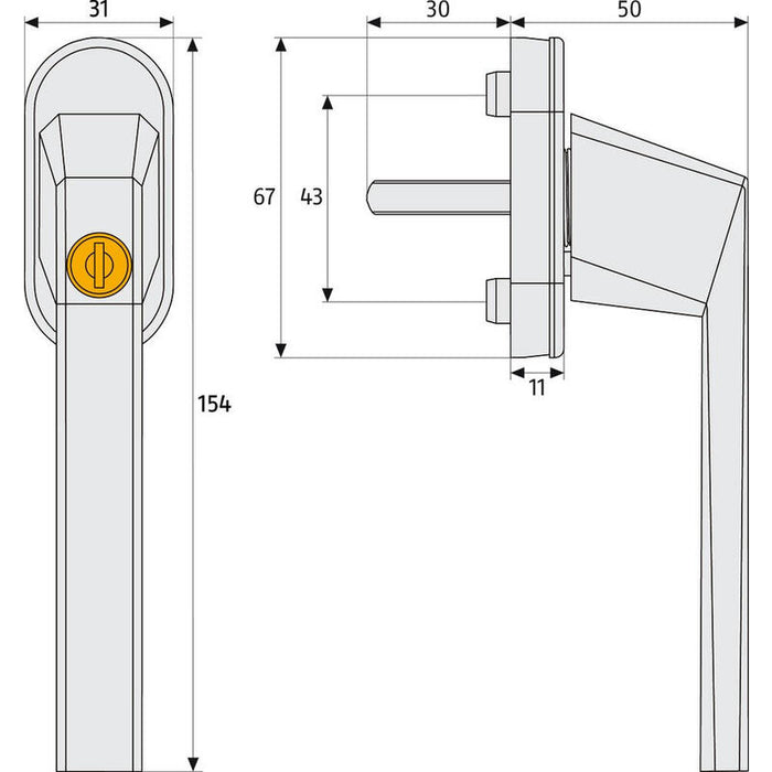 Manilla De Ventana Ahs Con Cerradura Fg110 Plateada