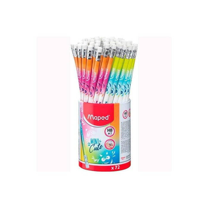 Maped Lápiz De Grafito Mini Cute Hb C/Goma De Borrar Surtido Multicolor -Bote Expositor 72u-