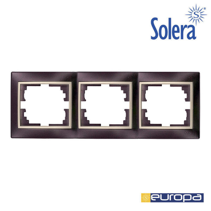 Marco Para 3 Elementos Horizontal Marco Negro Y Aro Perla 225x81x10mm S.Europa Solera Erp73nu