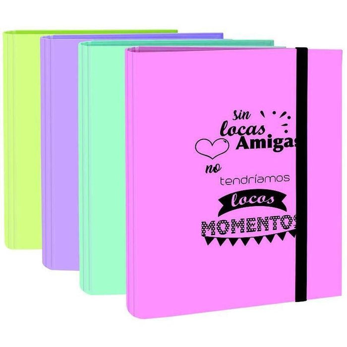 Mariola Carpeta Anillas Mixtas 4x40 Cartón Forrado Plastificado C/Frases Folio Surtidos Pastel