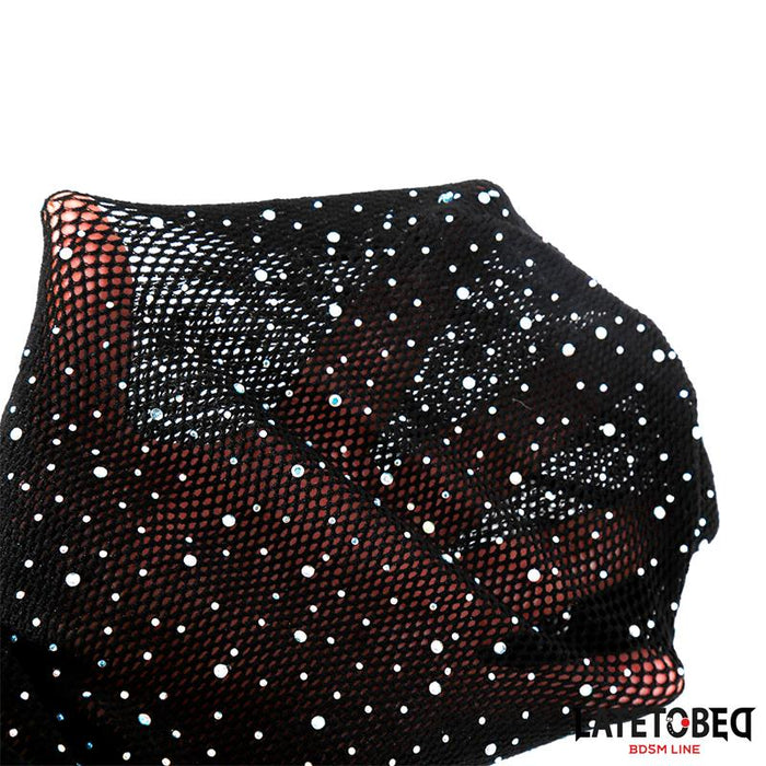 Máscara Rejilla Con Brillantes Y Lazo Ajustable