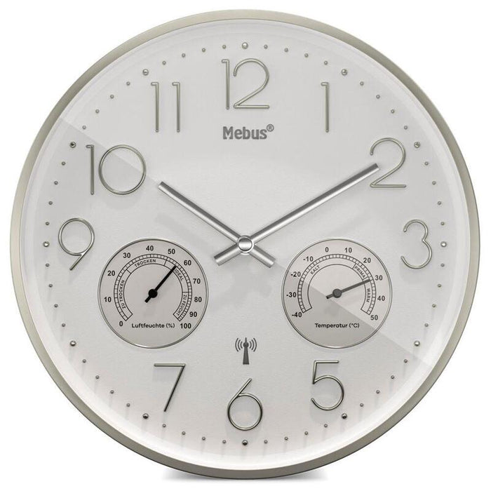 Mebus 12989 Radio Reloj De Pared Con Termohigrómetro
