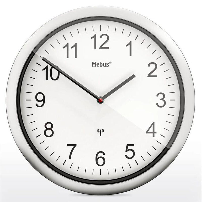 Mebus 19809 Radio Reloj De Pared Blanco/Plata