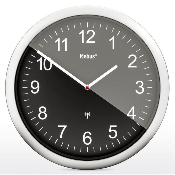 Mebus 19812 Reloj De Pared Radio Negro/Plata