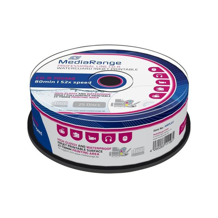 Mediarange Cd-R 700 Mb, Cd Vírgenes 52x, 25 Unidades Mrpl512