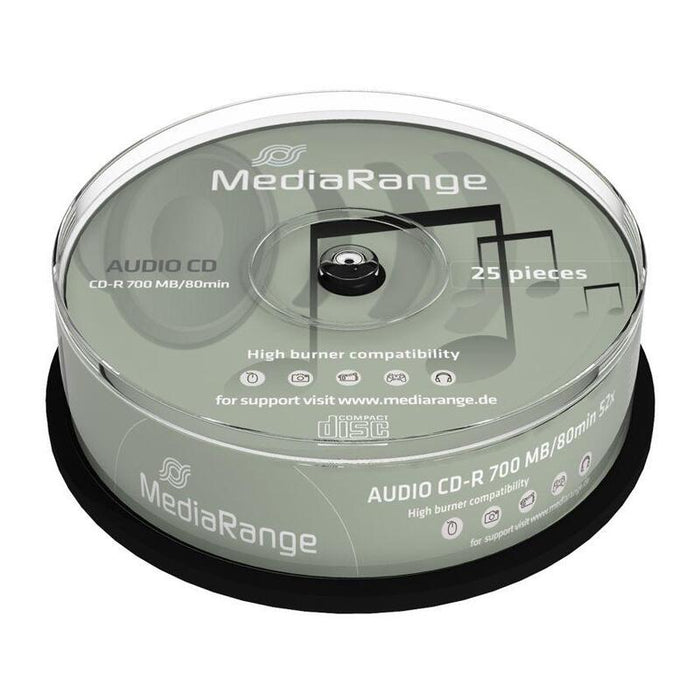 Mediarange Cd-R Audio 700placa Base 80min 48x 25er Cakebox