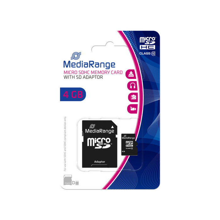 Mediarange Sd Microsd Card  4gb Sd Cl.10 Inkl. Adapter