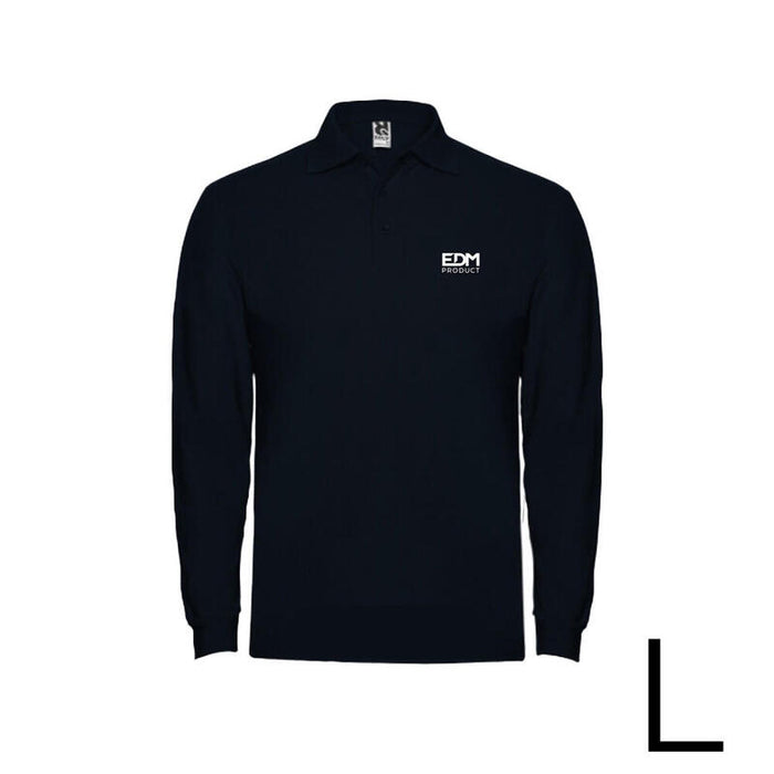 *Merchandising* Polo Negro Manga Larga Talla-L 65% Poliéster 35% Algodón Edm
