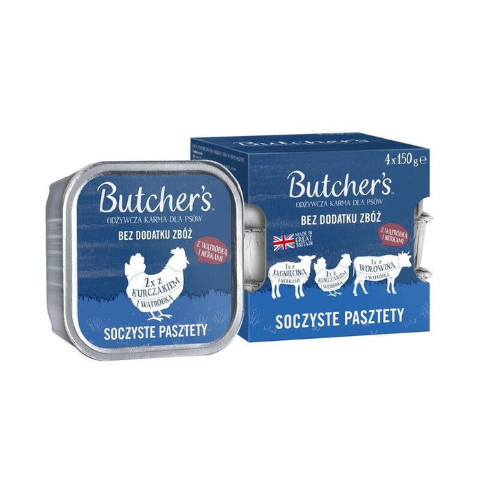 Mezcla Original De Sabores Butcher'S Pate Jugoso Con Hígado O Riñón Alimento Para Perros 4 X 150g