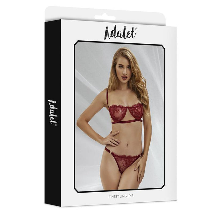 Mia Set Sujetador Y Tanga De Encaje Burgundy Talla (Interno):S/M