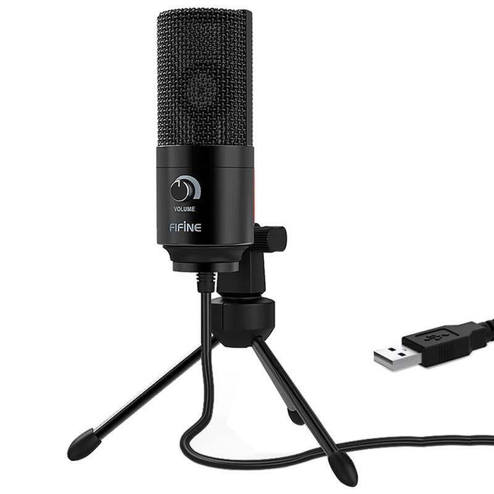 Micrófono Fifine K669  Usb Negro Para Grabación Y Transmisión En Pc