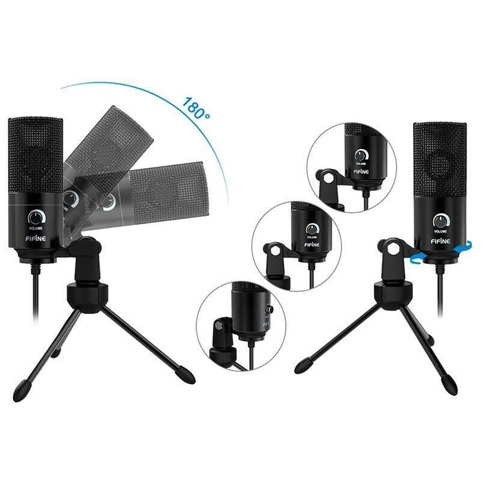 Micrófono Fifine K669  Usb Negro Para Grabación Y Transmisión En Pc