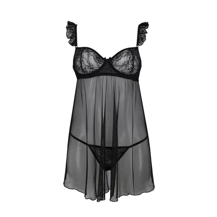 Milagros Chemise Y Tanga Negro Talla (Interno):S/M