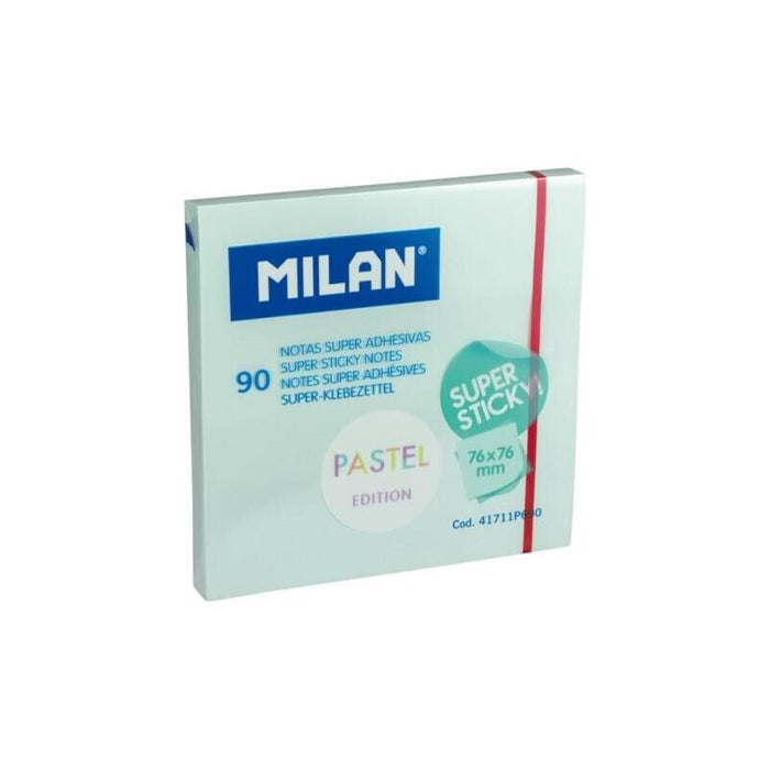 Milan Bloc Notas Super Adhesivas 90h 76x76mm Edición Pastel Azul