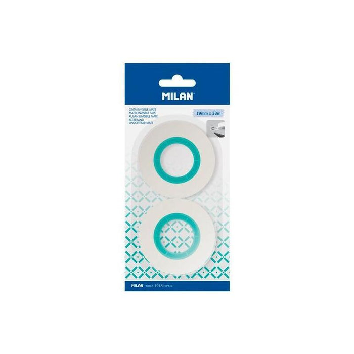 Milan Cinta Adhesiva Invisible Mate Rollo 19mmx33m Blíster 2u