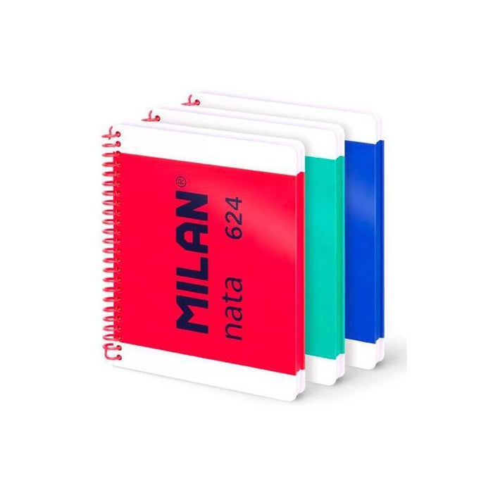 Milan Cuaderno Espiral A5 80h 95gr Pautado 7mm Tapa Dura Colección Nata® 624 Since 1918 Surtido Pack 3 Ud