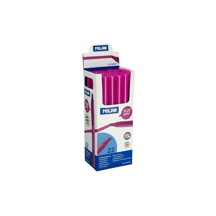 Milan Marcador Fluorescente Junior Rosa Punta Biselada Caja -22u-
