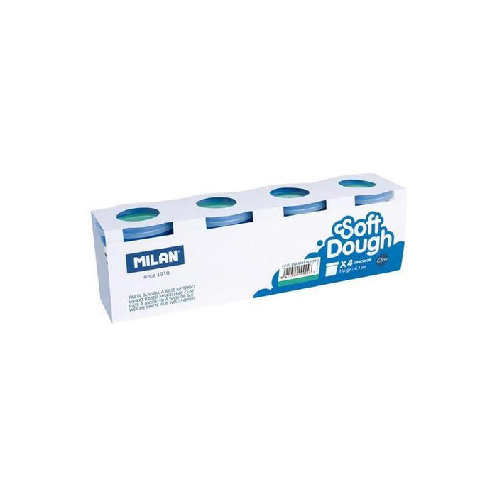 Milan Pasta Blanda Soft Dough Caja 4 Botes 116gr Turquesa