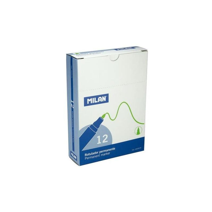Milan Rotuladores Permanentes Color Verde.Punta Redonda 4 Mm. Cajas De 12 Unidades.