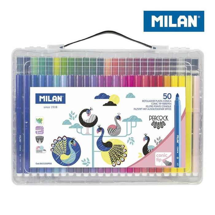 Milan Rotuladores Punta Cónica Edición Peacock Maletín De 50u