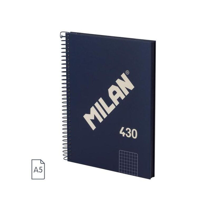 Milan Serie 1918 Cuaderno Espiral Formato A5 Cuadricula 5x5mm - 80 Hojas De 95 Gr/M2 - Microperforado, 2 Taladros -