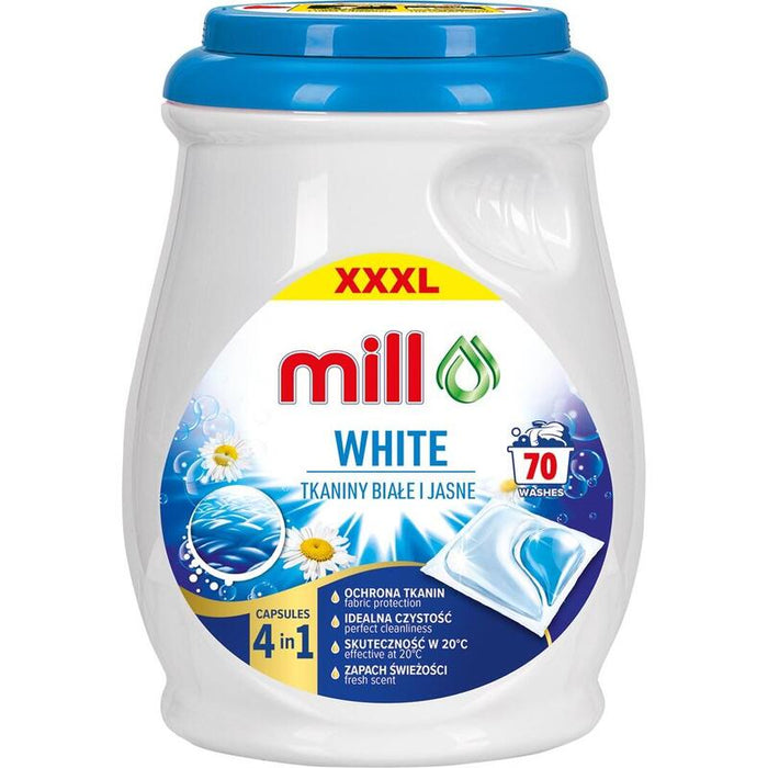 Mill Pro Cápsulas 2k Para Lavar Ropa White 70 Unidades (Paquete Colectivo De 4 Unidades)