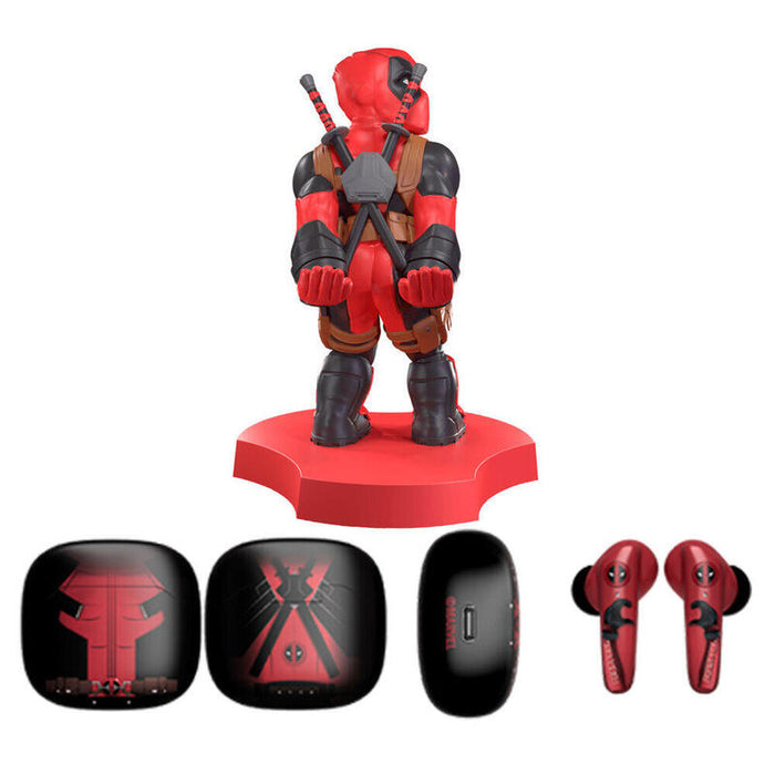 Mini Cable Guy + Auriculares Inalambricos Deadpool Marvel