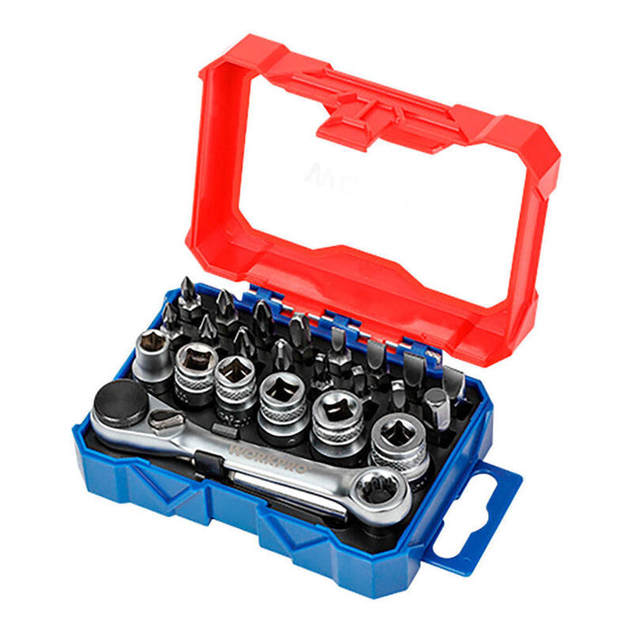 Mini Carraca 1/4", Juego 32 Puntas