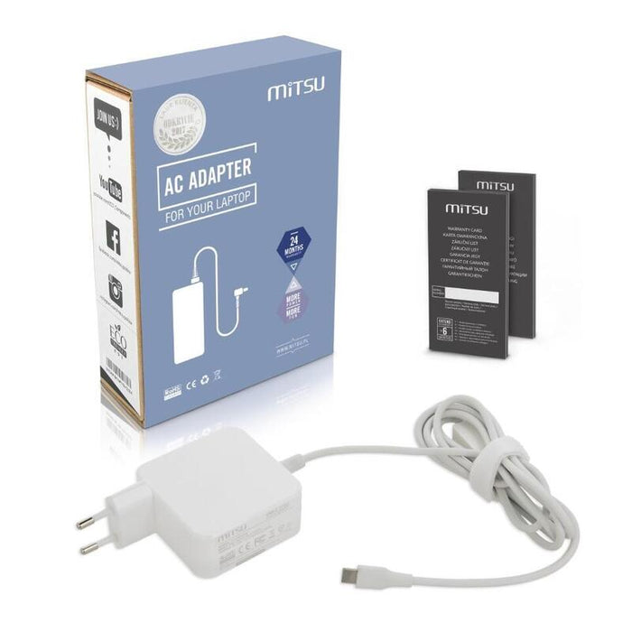 #Mitsu Ac Adapter Usb-C  45w Tipoe C (White)
