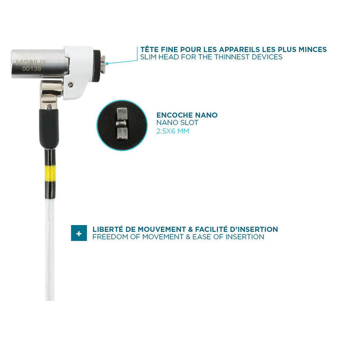 Mobilis 001329 Cable Antirrobo Blanco 1,8 M