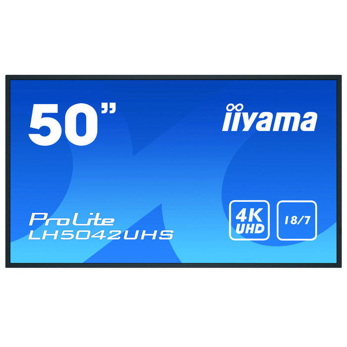 Monitor Iiyama Lh5042uhs-B3 Pantalla De Señalización Pizarra De Caballete Digital 125,7 Cm (49.5") Va 4k Ultra Hd Negro Android 8.0