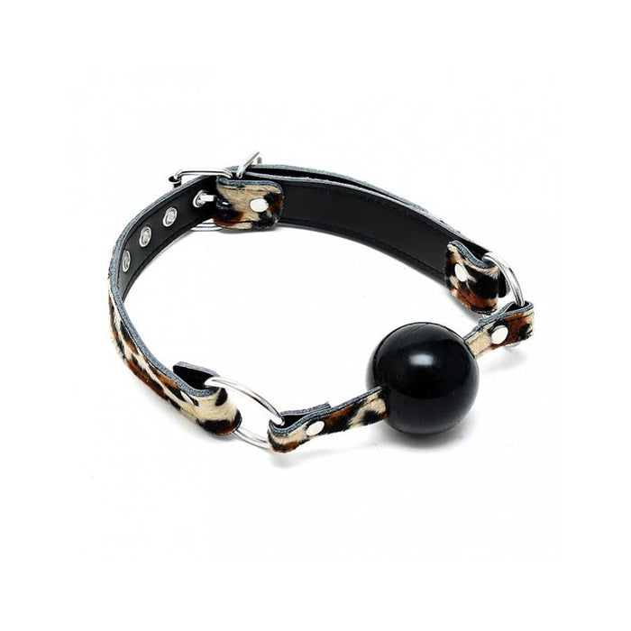 Mordaza Con Estampado Leopardo Cuero Y Silicona 44mm