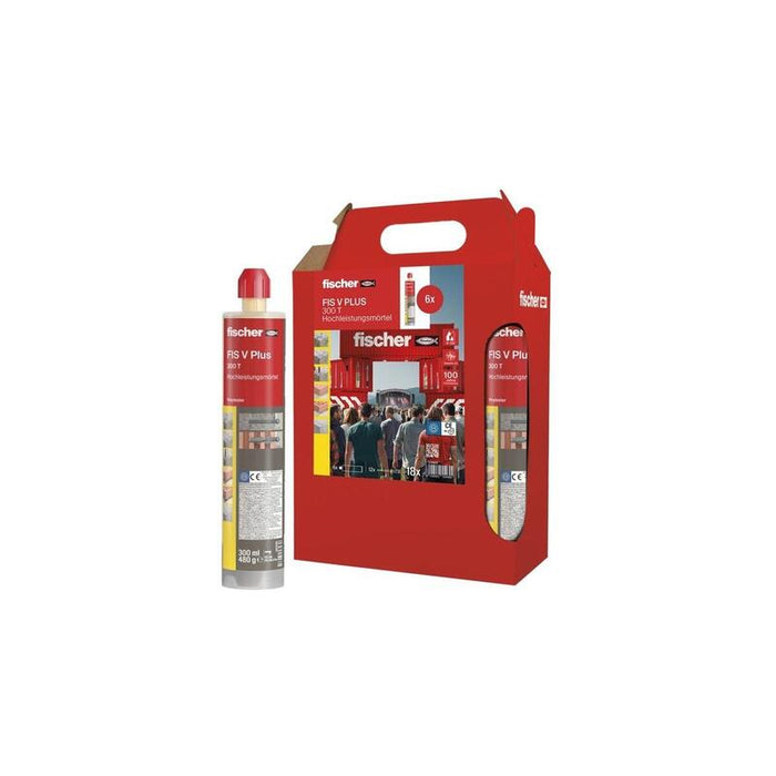 Mortero De Inyección Fischer Fis V Plus 300 T Six Pack Grey, 6 Cartuchos Con 300 Ml Cada Uno 576808