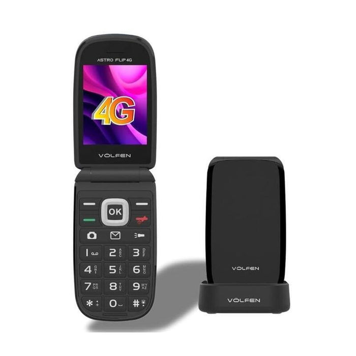 Movil Volfen Astro Flip 4g Pantalla Xxl Tipo Choncha Negro