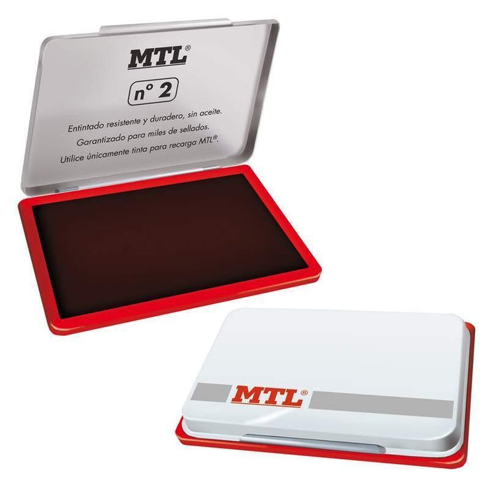 Mtl Tampón Metálico Para Sellado Nº2 (122x84x14mm) Con Almohadilla Entintada Rojo