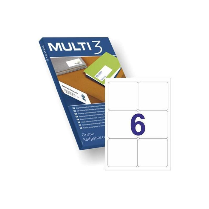 Multi-3 Etiquetas Adhesivas 99,1x93,1mm Inkjet/Láser C/Romos 6 X 100h Blanco
