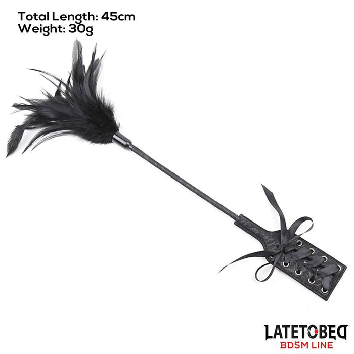 Multi Feathers Tickler And Lace Ribbon Paddle Comb