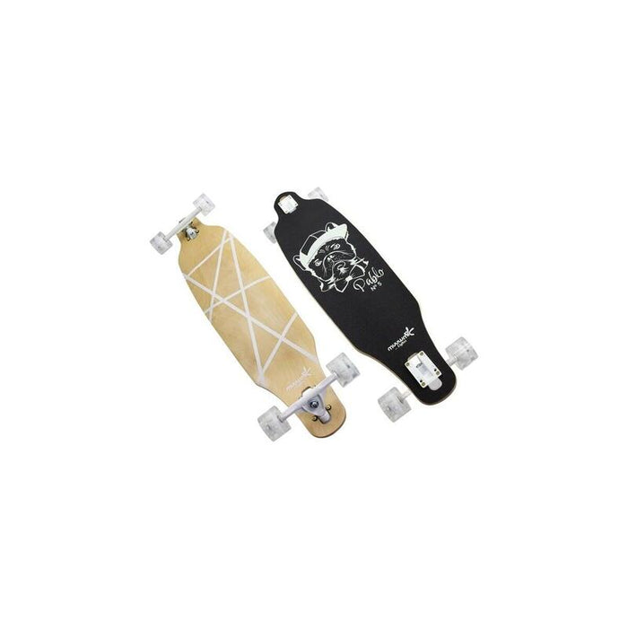 Muuwmi Luces Longboard Brillo Abec 7 Pablo, Patineta Negra/Verde, Con Rodillos Fluorescentes Y Efecto Brillo 4260341186252.0