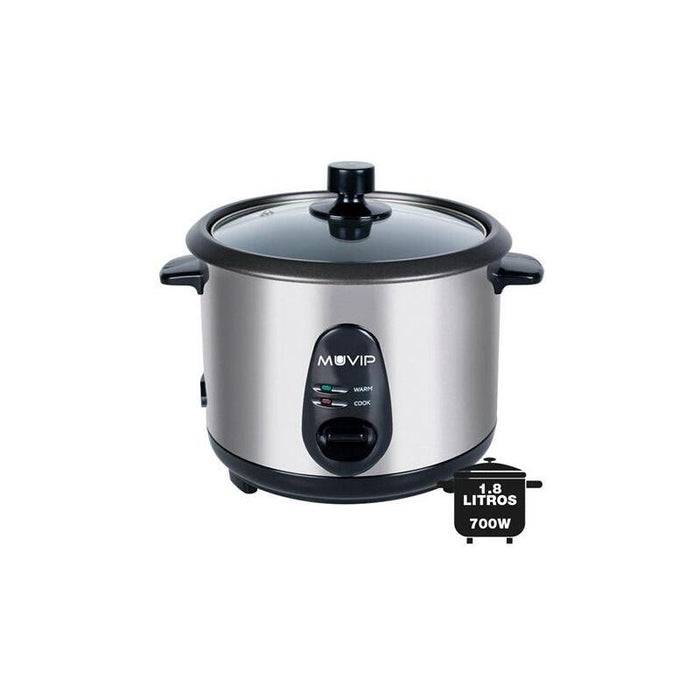 Muvip Arrocera - Capacidad 1.8 Litros - Potencia 700w - Cuerpo De Acero Inoxidable - Recipiente Antiadherente - Tapa De