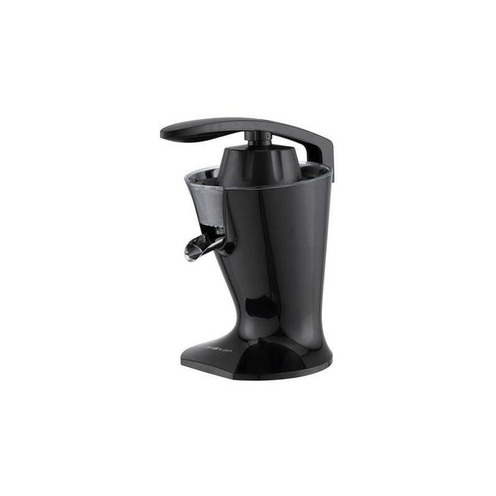 Muvip Black Design Exprimidor Electrico 160w - Comodo Mango Para Presionar - Filtro De Acero Inoxidable - Sistema Antigoteo - 2 Tamaños De Conos