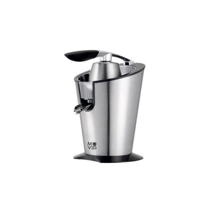 Muvip Exprimidor Electrico Inox 600w - Cuerpo, Mango Y Filtro De Acero Inoxidable - Sistema Antigoteo - 2 Tamaños De Conos