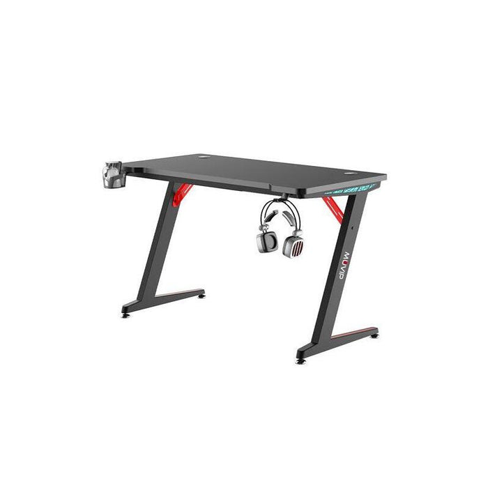 Muvip Pro300 Mesa Gaming Fibra De Carbono Con Luz Rgb - Solida - Gran Superficie - Portavasos - Gancho Para Auriculares - Medidas 120x60x75cm - Color Negro