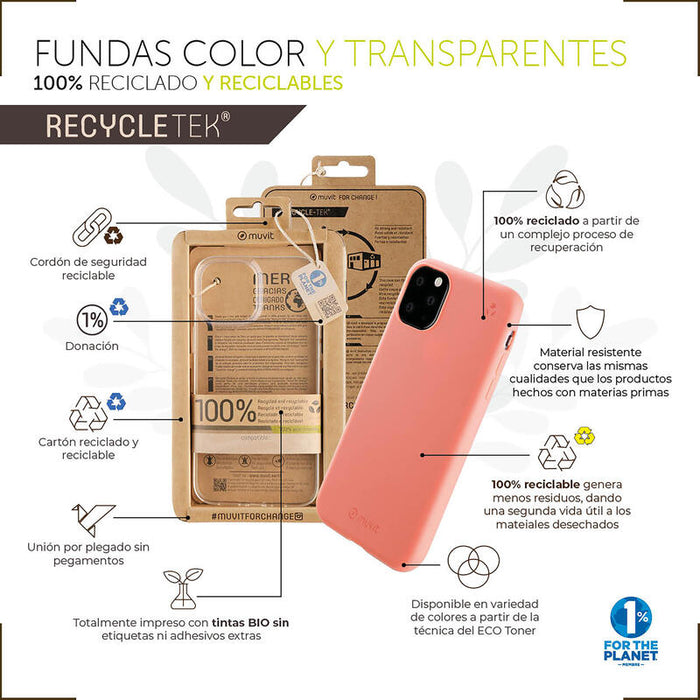 Muvit For Change Funda Recycletek Compatible Con Apple Iphone 14 Pro Transparente
