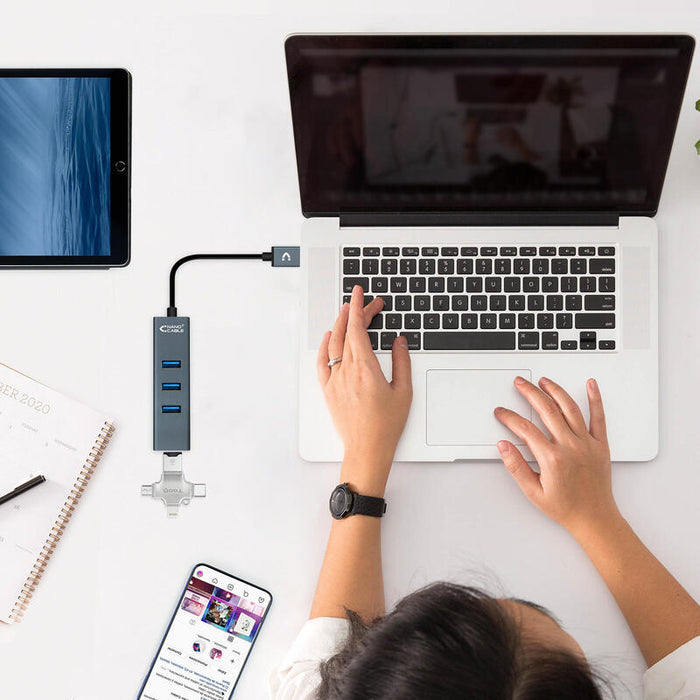 Nanocable Hub Usb 3.0 4xusb3.0. Usb-A/M-Usb 3.0/H - Aluminio - 10 Cm - Gris