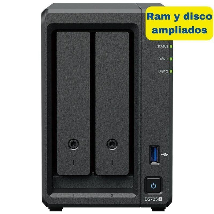 Nas Synology Diskstation Ds725+ 2 Bahías 3.5'- 2.5' 8gb Ddr4 8tb Formato Torre